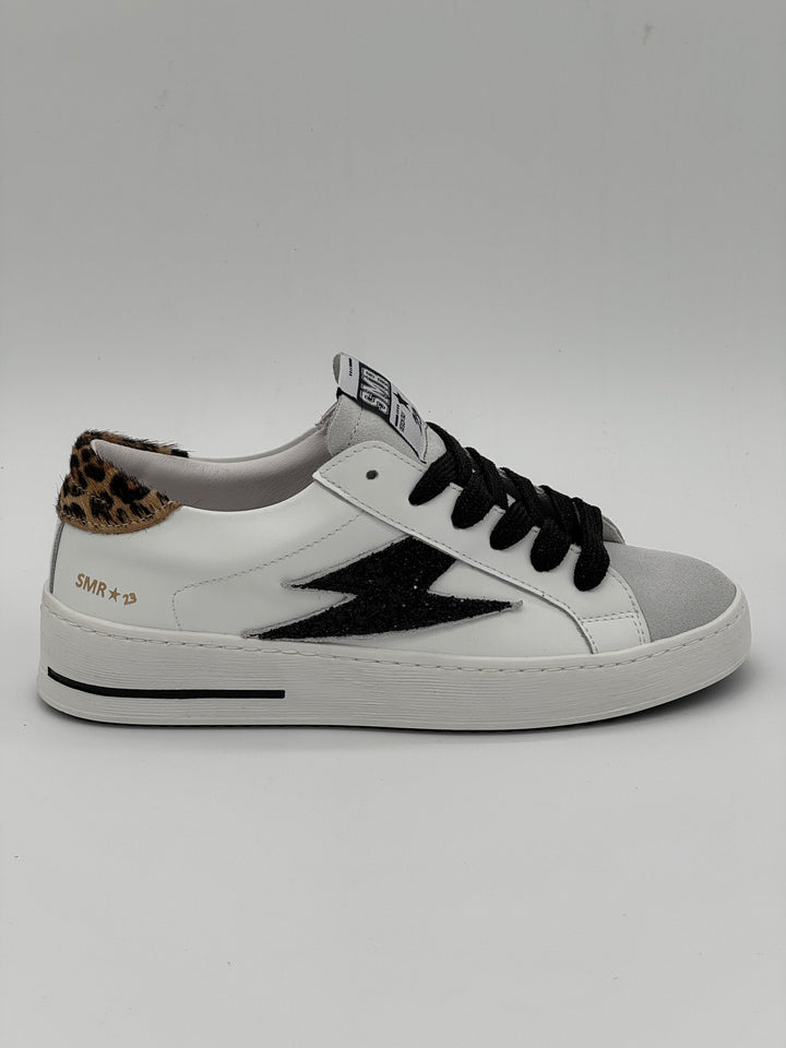 Basket blanc paillettes noires léopard MAYA E190 Semerdjian