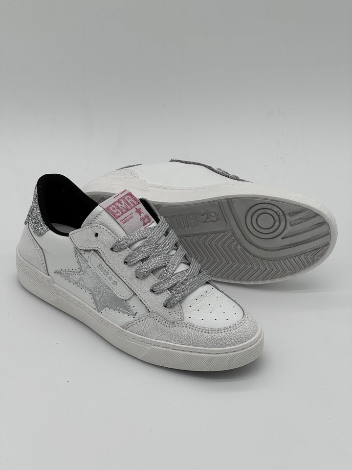 Basket blanc paillettes argentées ALE E451 Semerdjian