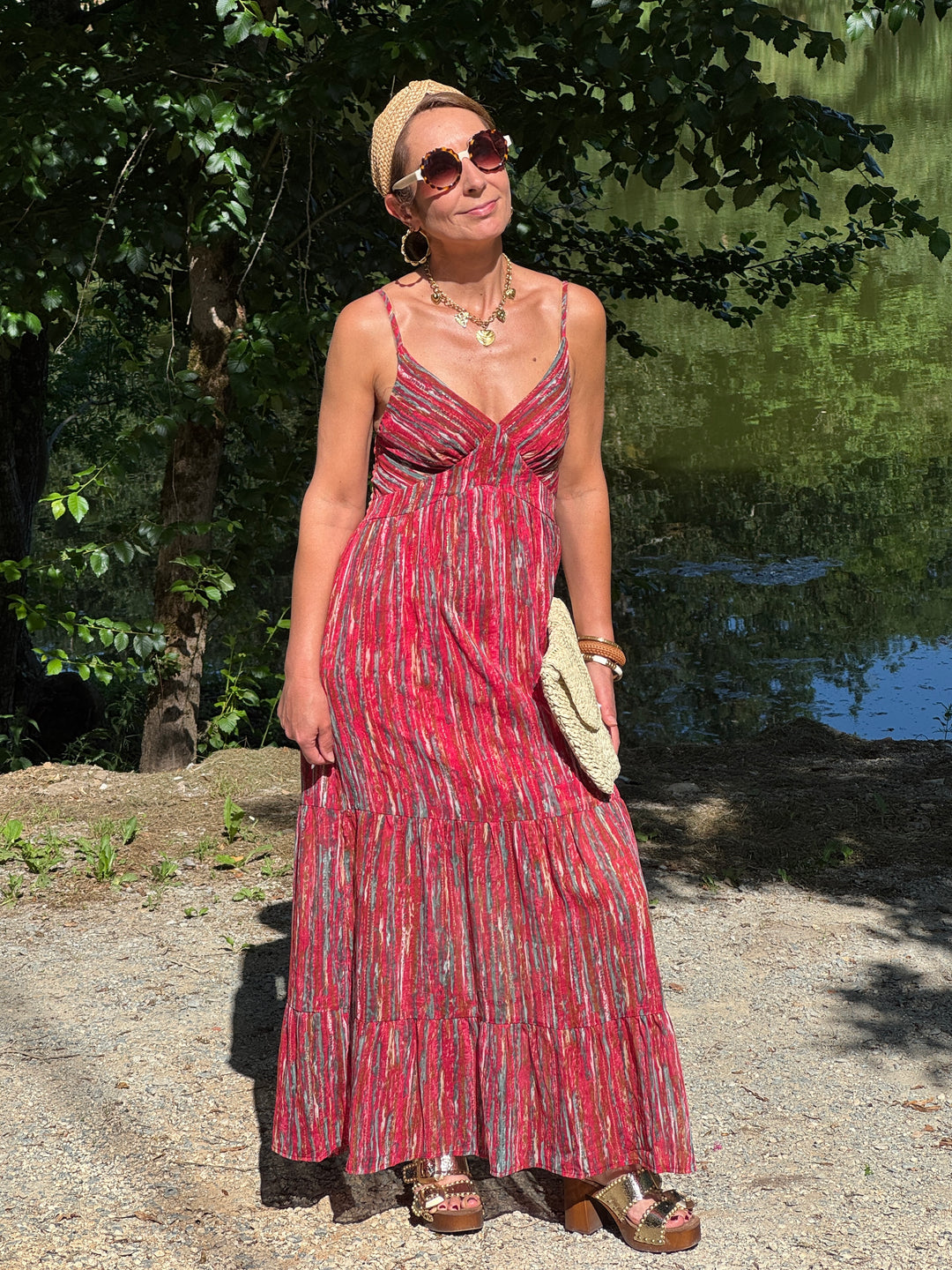 Robe rouge empire bretelles LUCINDA