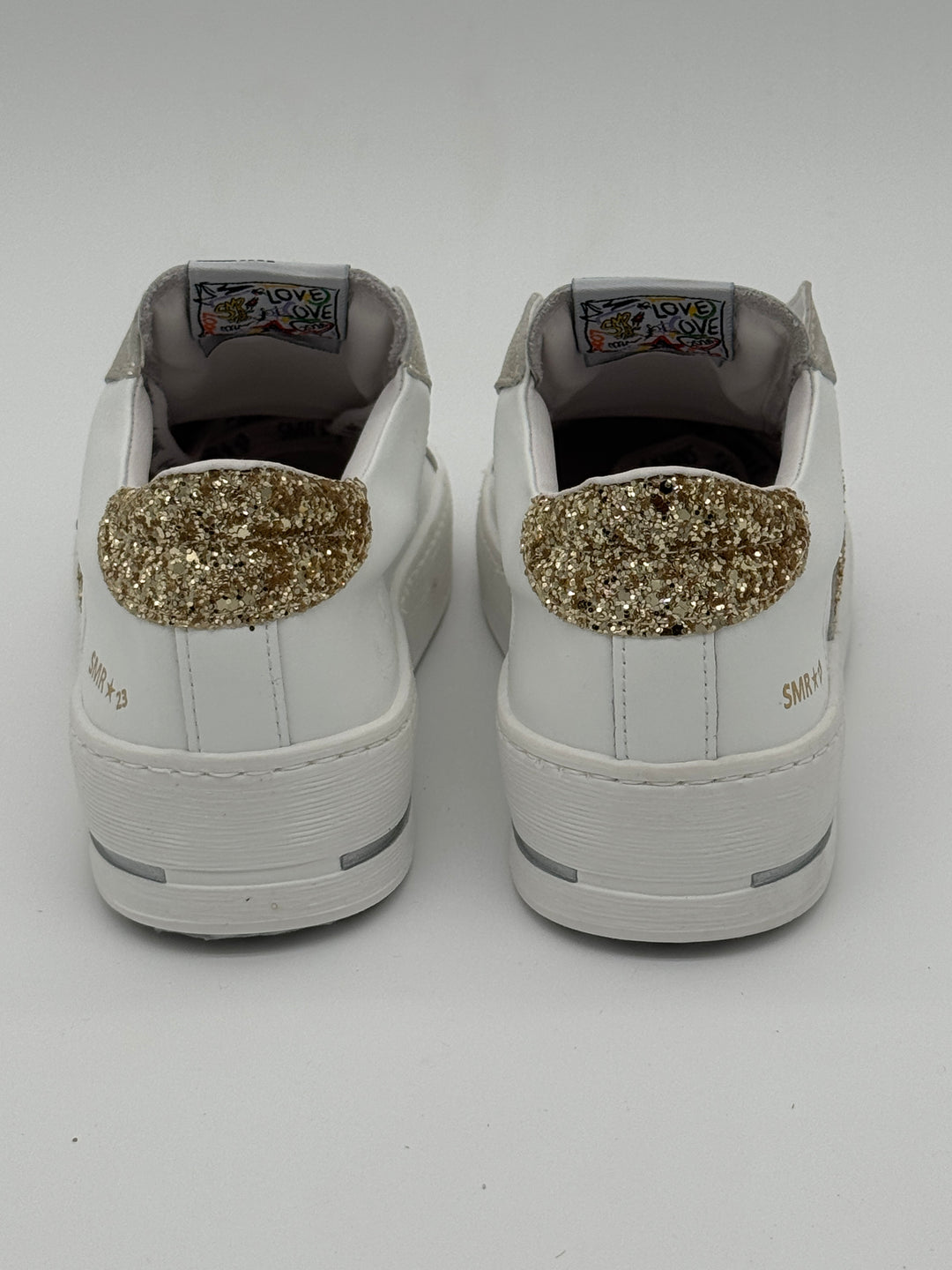 Basket blanc paillettes dorées MAYA C785 Semerdjian