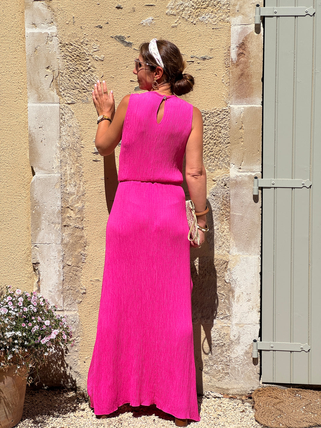 Ensemble top et jupe longue fuchsia MELODIE