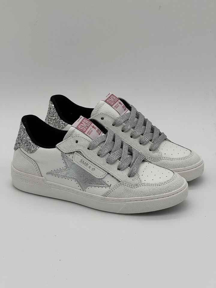 Basket blanc paillettes argentées ALE E451 Semerdjian