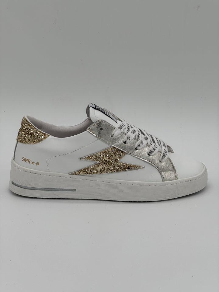 Basket blanc paillettes dorées MAYA C785 Semerdjian