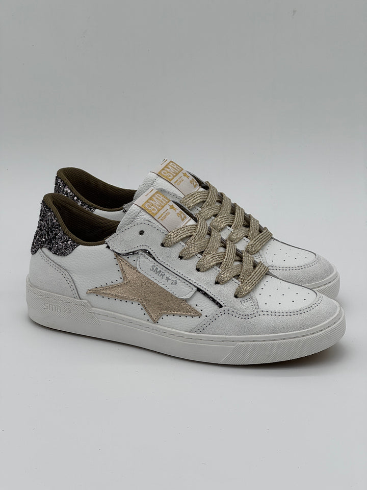 Basket blanc doré paillettes bronze ALE E450
