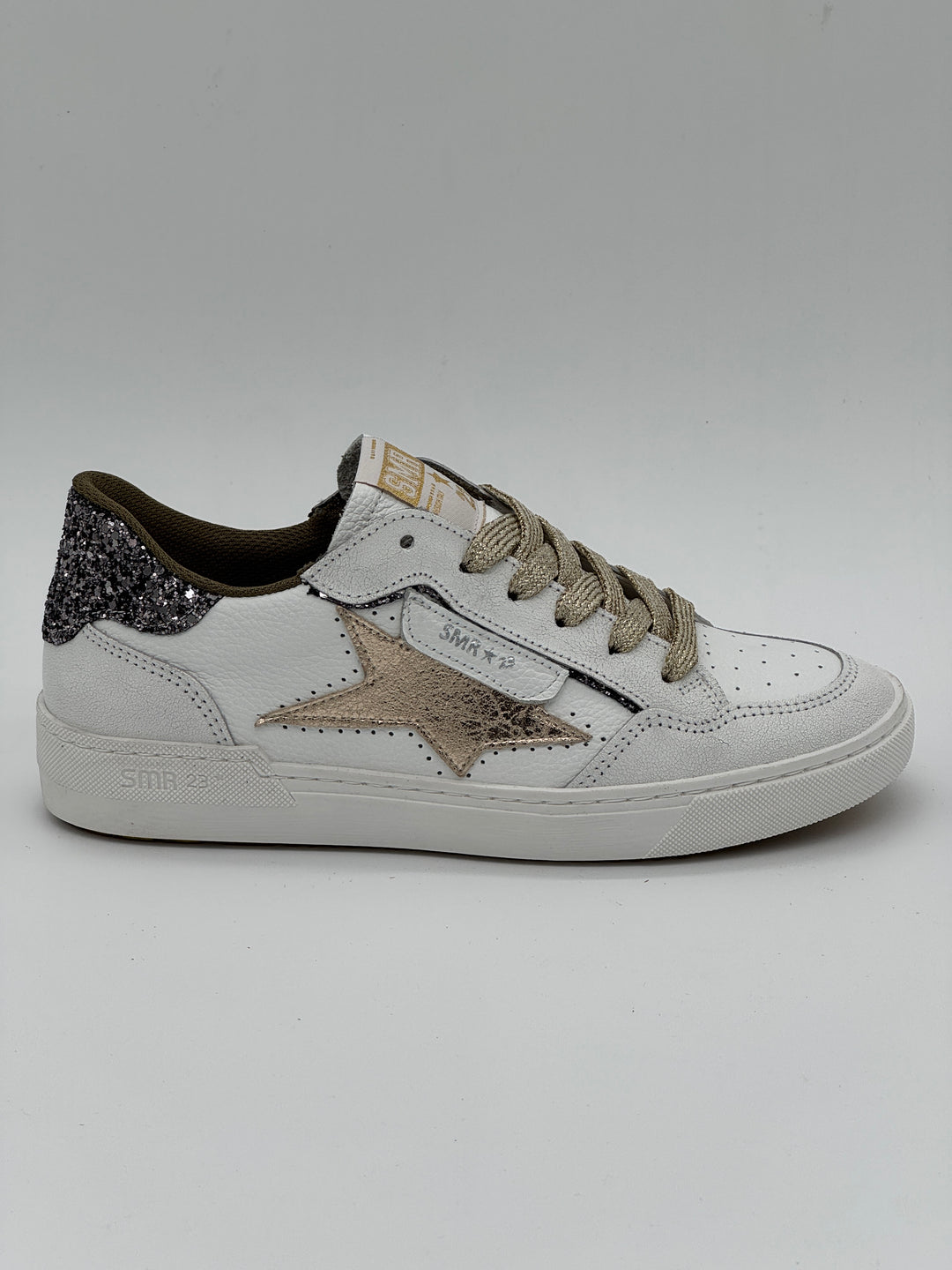 Basket blanc doré paillettes bronze ALE E450