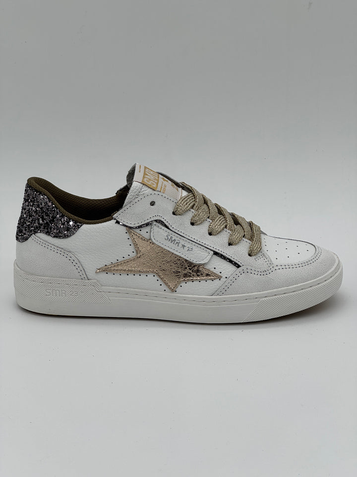 Basket blanc doré paillettes bronze ALE E450