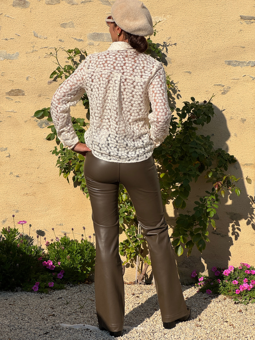 Chemise beige brodée ajouré HESTIA In April 1986