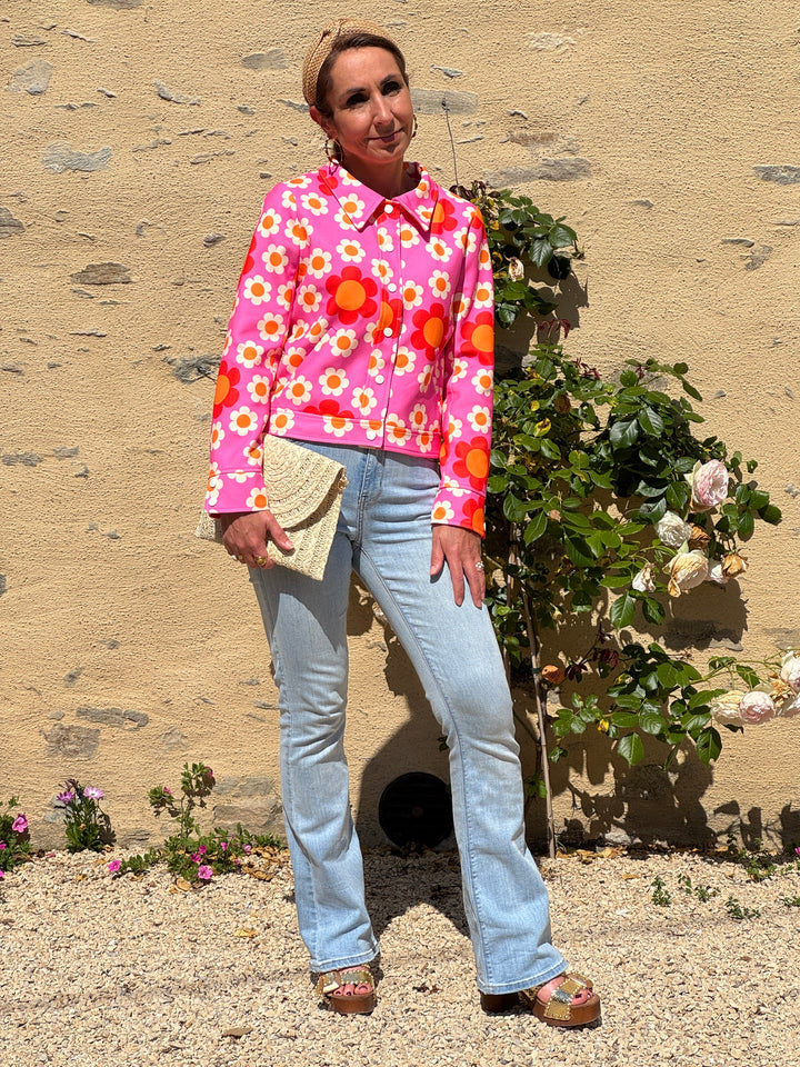 Veste marguerites rose fuchsia FLOWER POWER Hippocampe