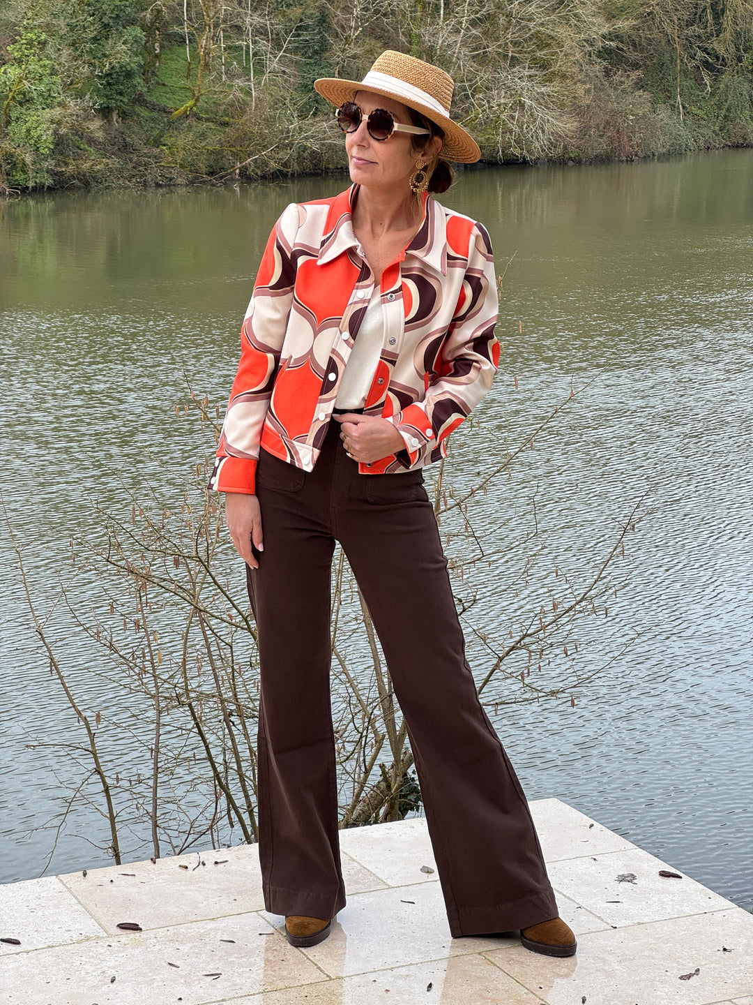 SEVENTIES Jacke Nr. 183 Orange und Braun Hippocampe
