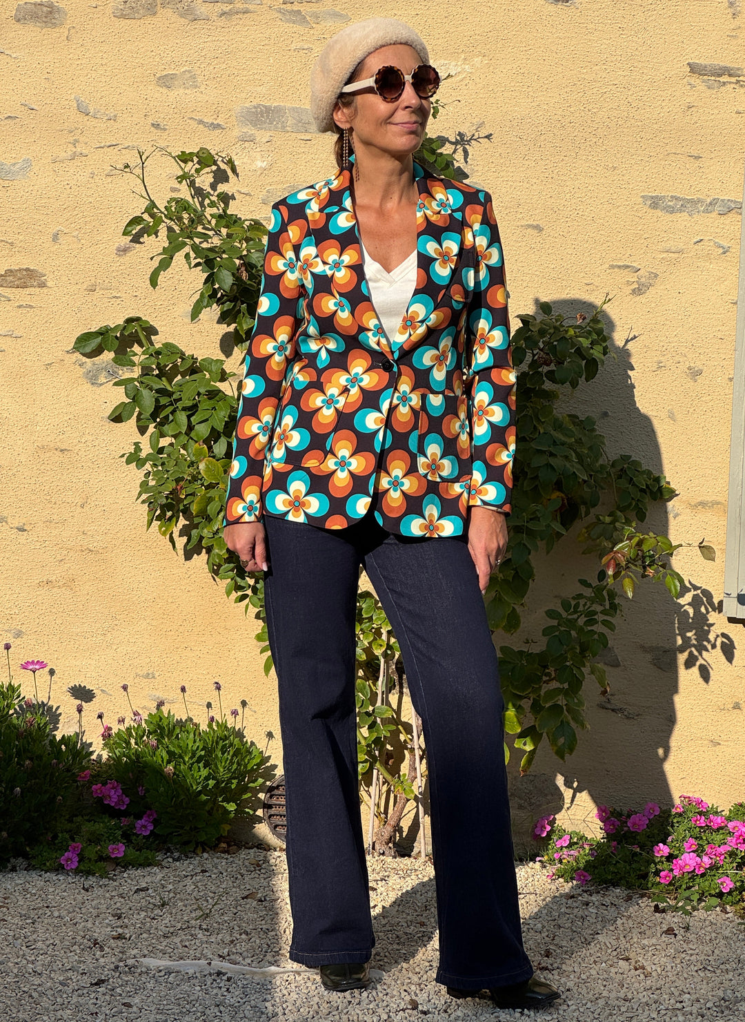 Veste camel turquoise Seventies n°16 Hippocampe