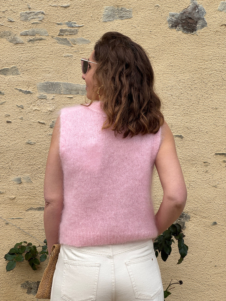 Rosa ärmelloser Rundhalspullover von INOA