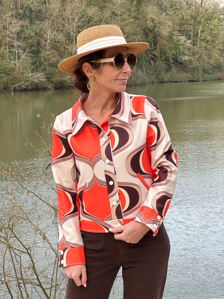SEVENTIES Jacke Nr. 183 Orange und Braun Hippocampe
