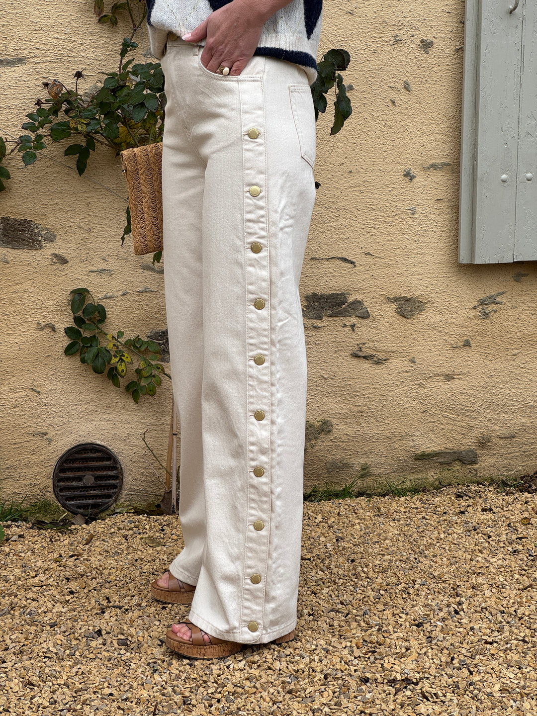 Jean droit boutons métal doré naturelle ZEPHYRI La Petite étoile