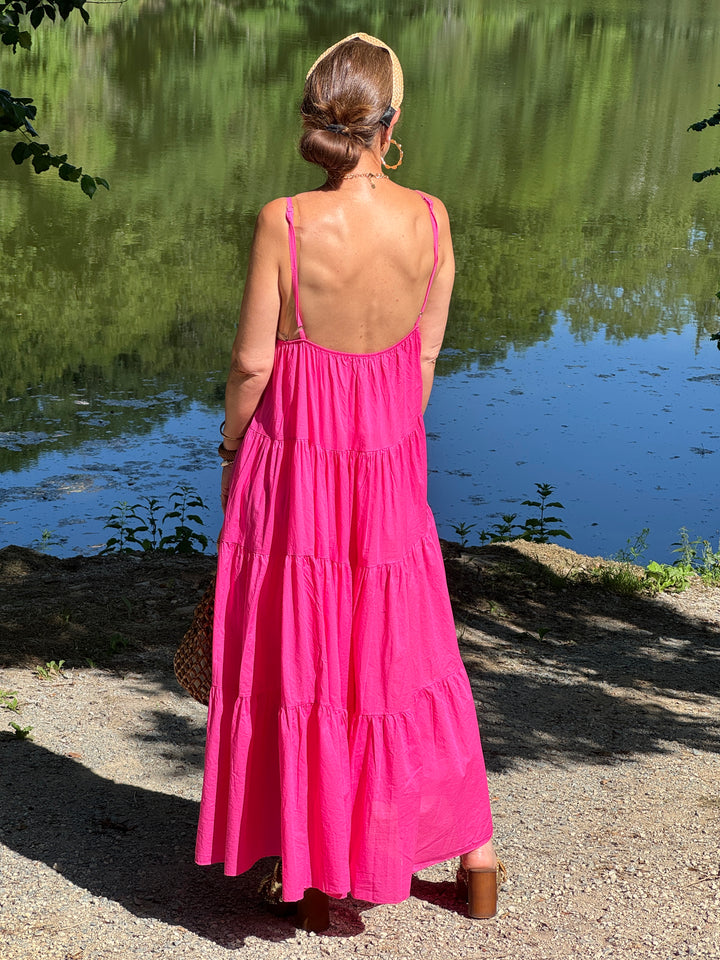 Robe fuchsia empire bijou soleil doré SOLEIL
