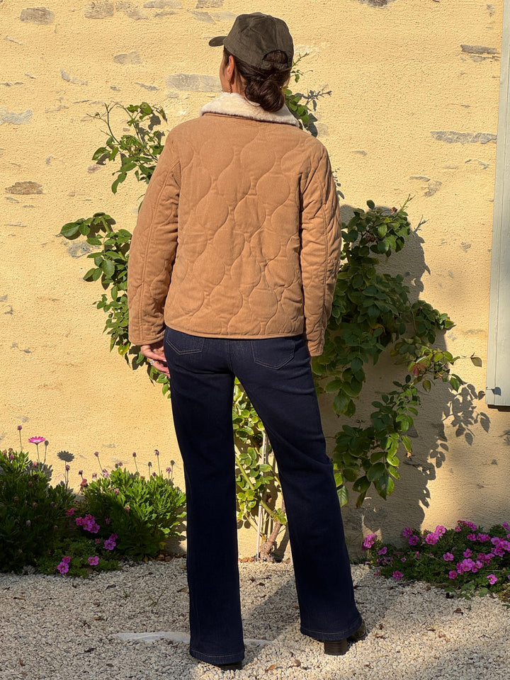 Manteau beige velours col fourrure NATTIA La Petite Étoile