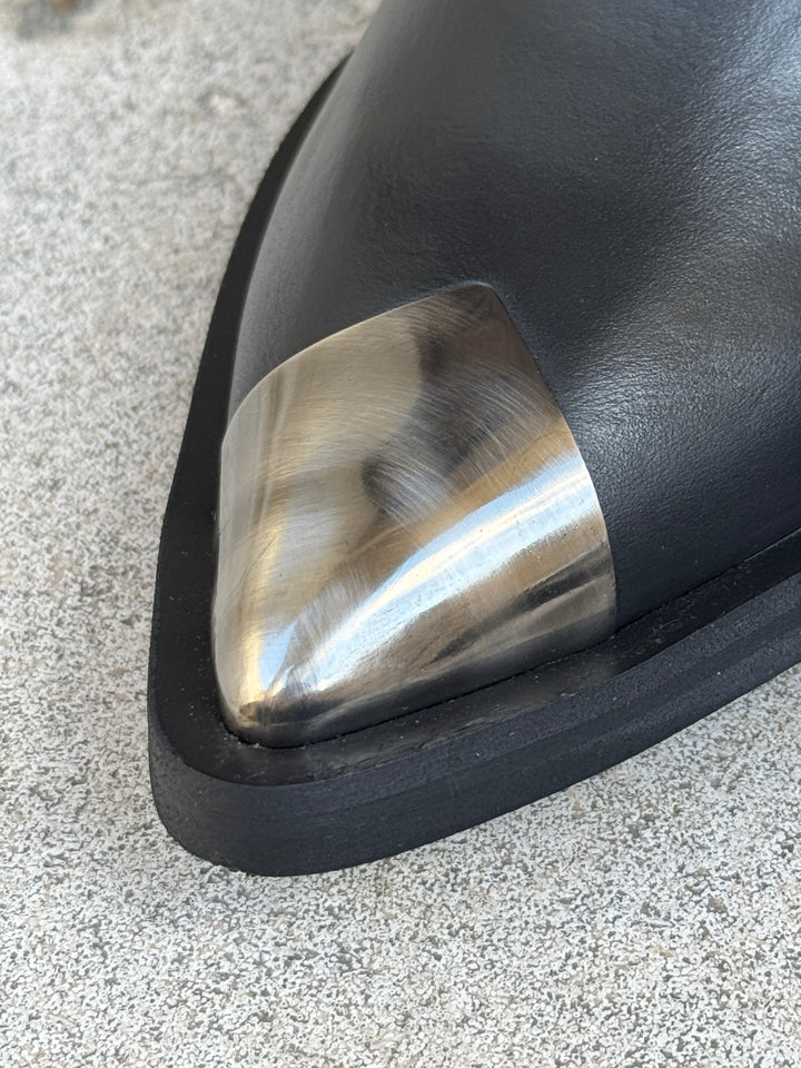 Schwarze Leder-Ankle-Boots mit Metallkappe CK7-6 Semerdjian