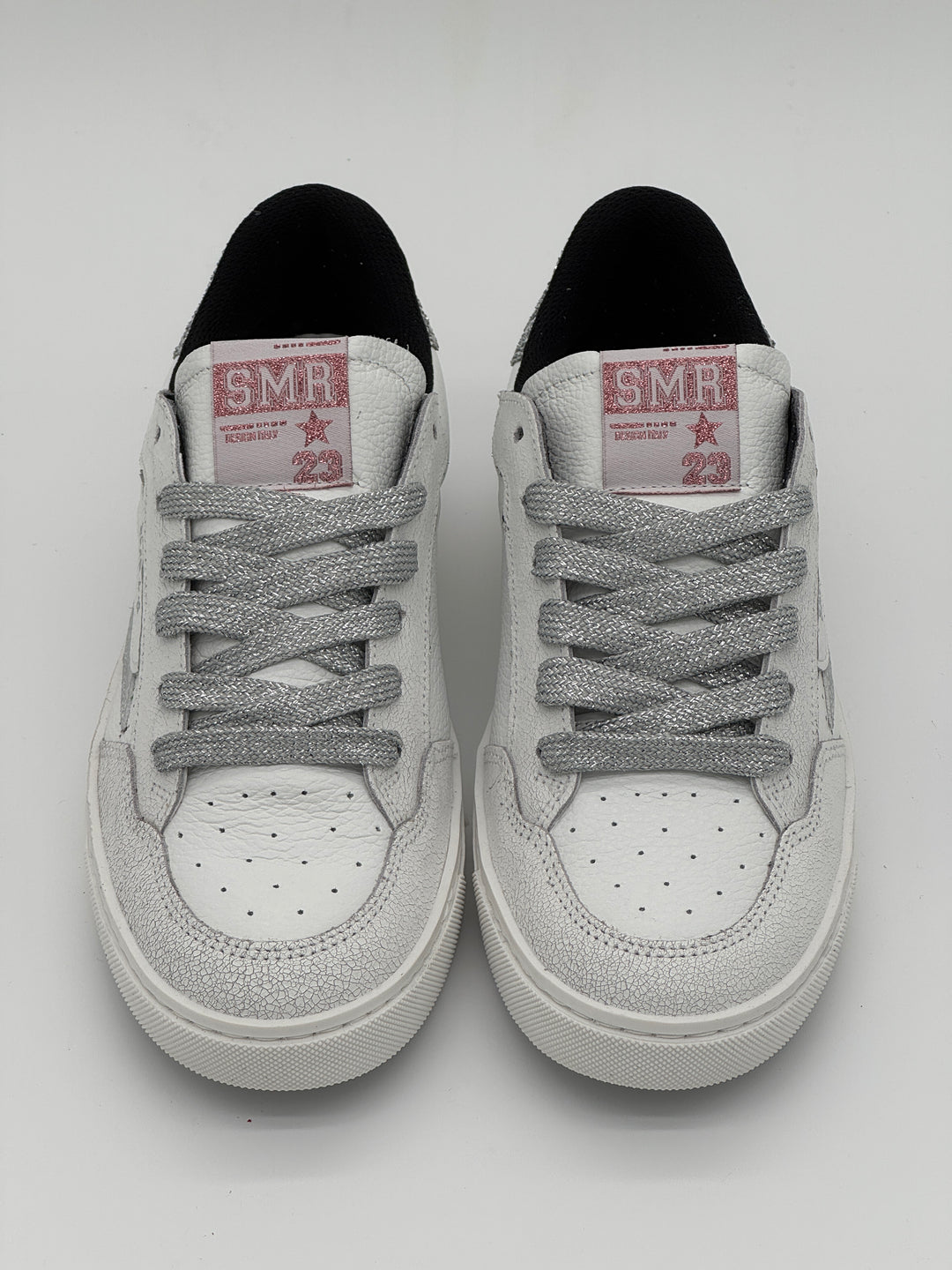 Basket blanc paillettes argentées ALE E451 Semerdjian