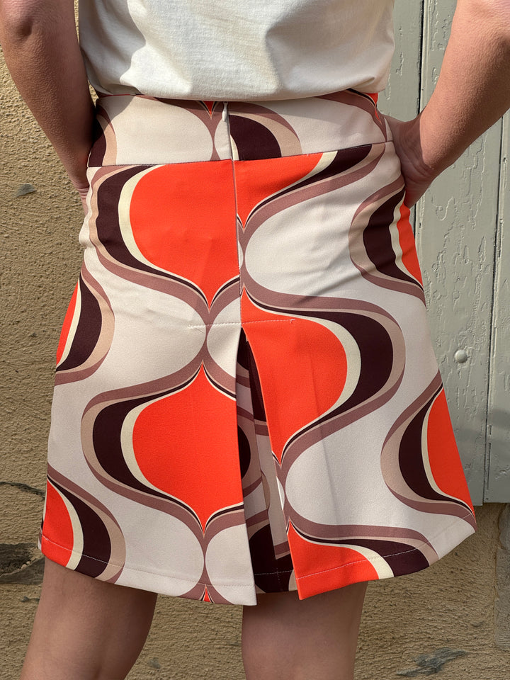 Jupe SEVENTIES n°183 orange et écru Hippocampe