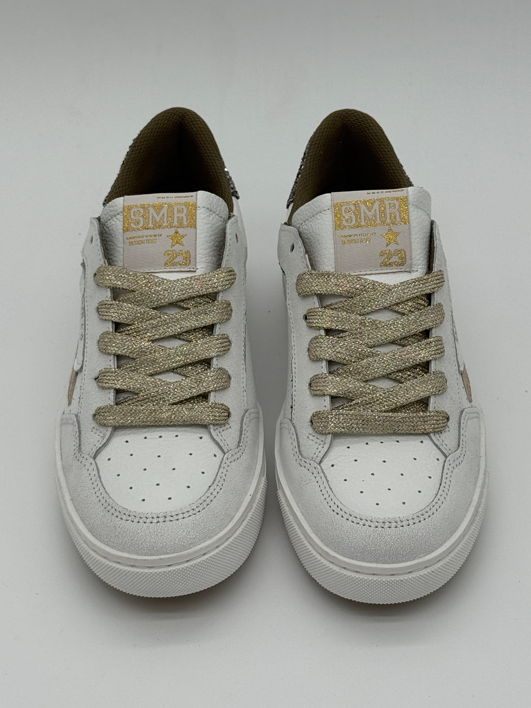 Basket blanc doré paillettes bronze ALE E450