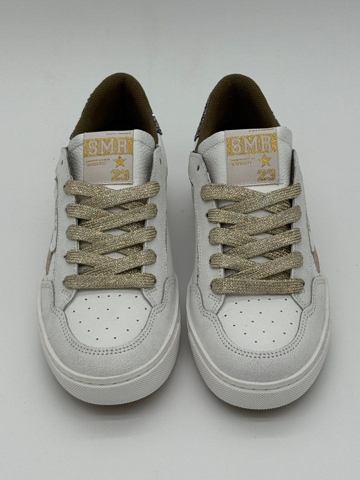 Basket blanc doré paillettes bronze ALE E450