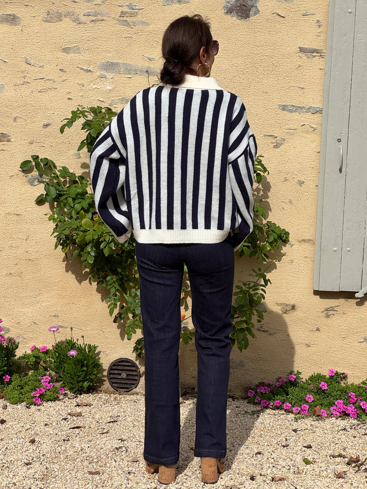 Pull Marinière Marine, Bleu Ciel Beige AINA