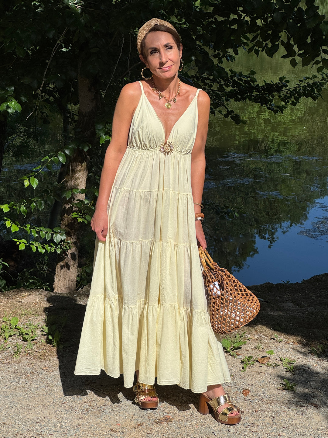 Robe jaune empire bijou soleil doré SOLEIL