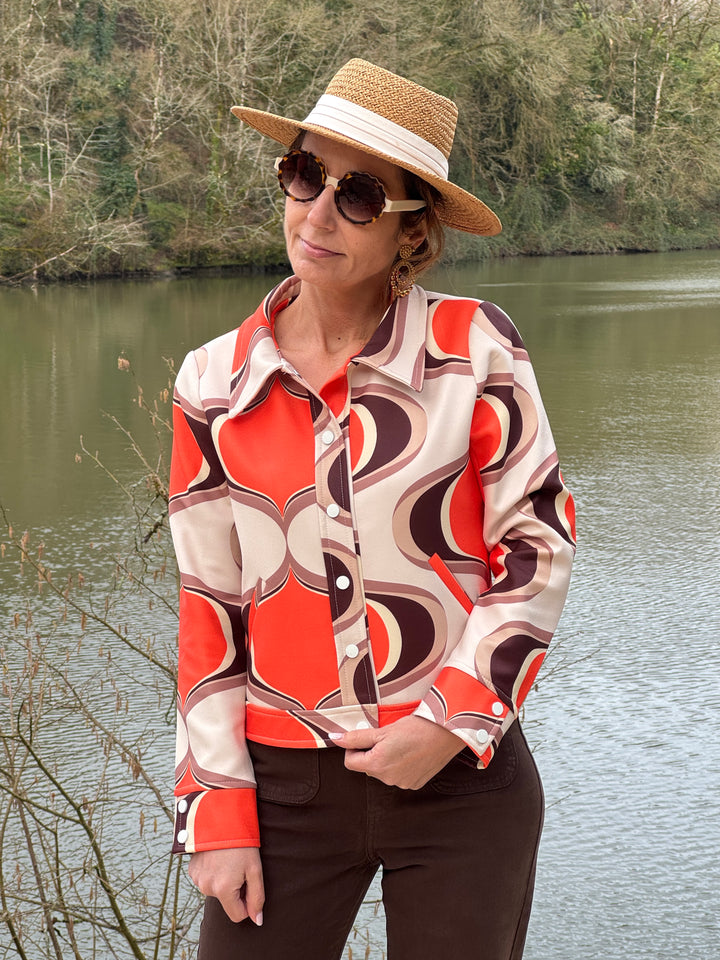 SEVENTIES Jacke Nr. 183 Orange und Braun Hippocampe