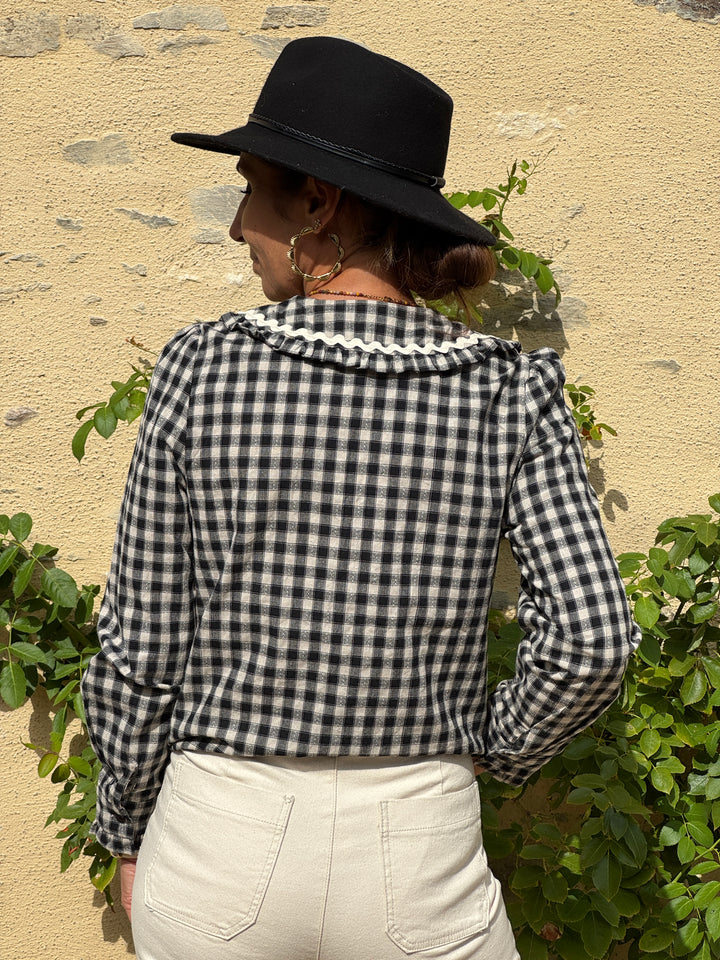Chemise MARIUS noir à carreaux beige In April 1986