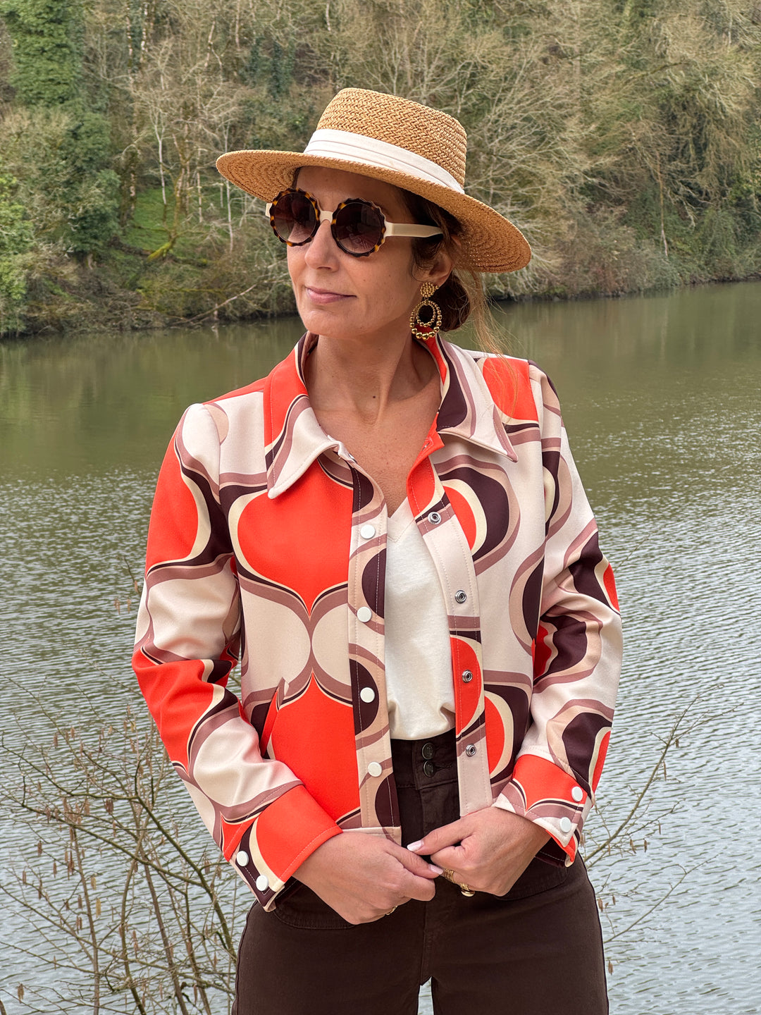 SEVENTIES Jacke Nr. 183 Orange und Braun Hippocampe