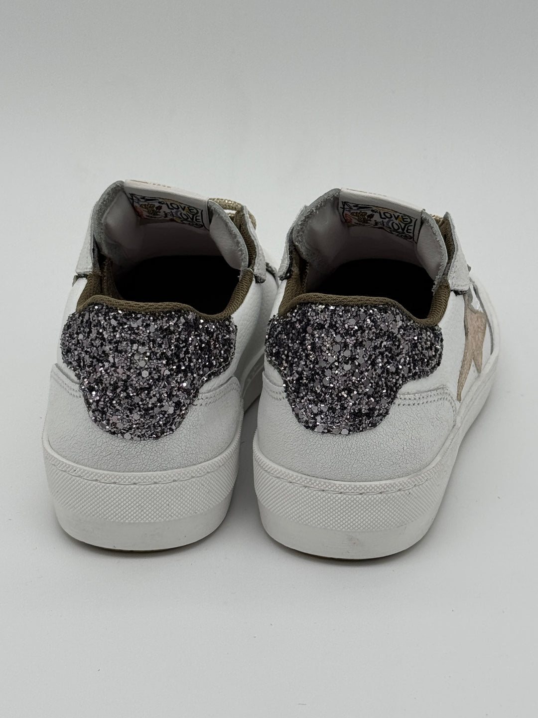 Basket blanc doré paillettes bronze ALE E450