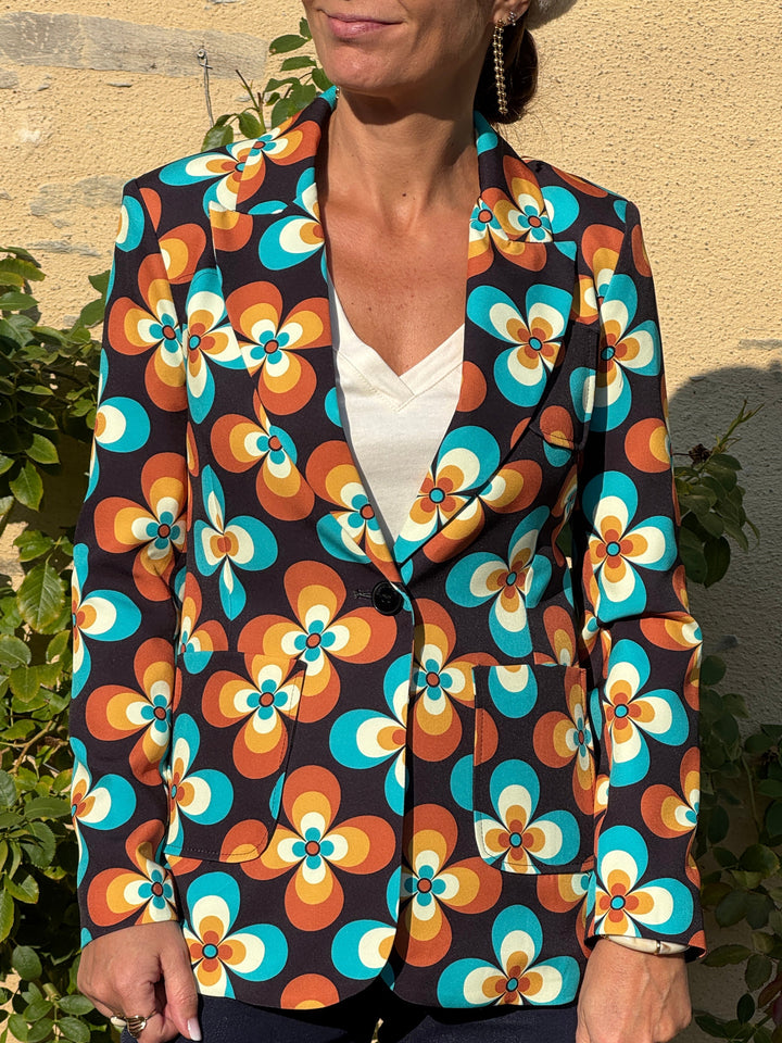 Veste camel turquoise Seventies n°16 Hippocampe