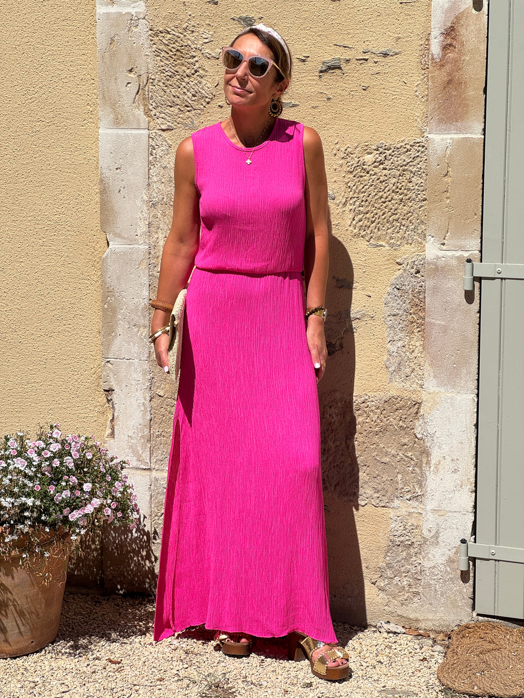 Ensemble top et jupe longue fuchsia MELODIE