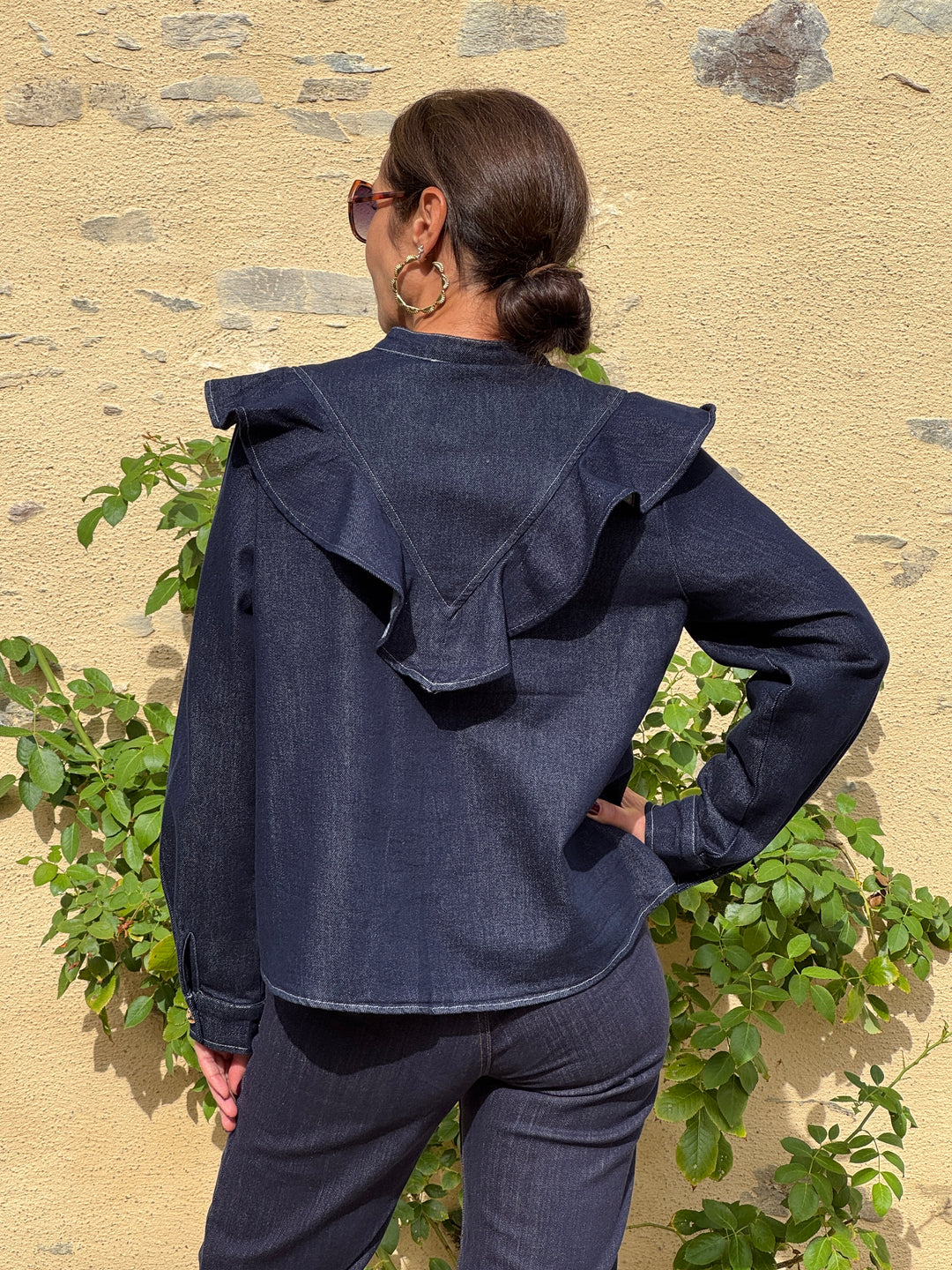Chemise jean brut volant CALYANE
