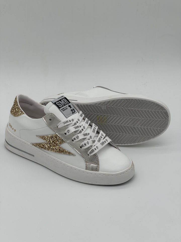 Basket blanc paillettes dorées MAYA C785 Semerdjian