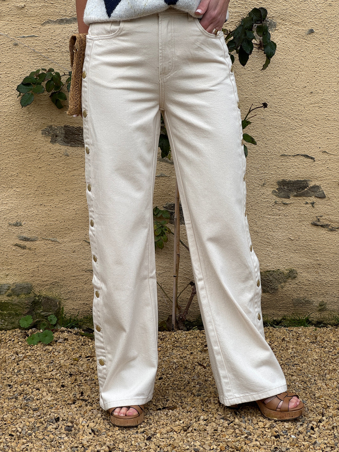 Jean droit boutons métal doré naturelle ZEPHYRI La Petite étoile