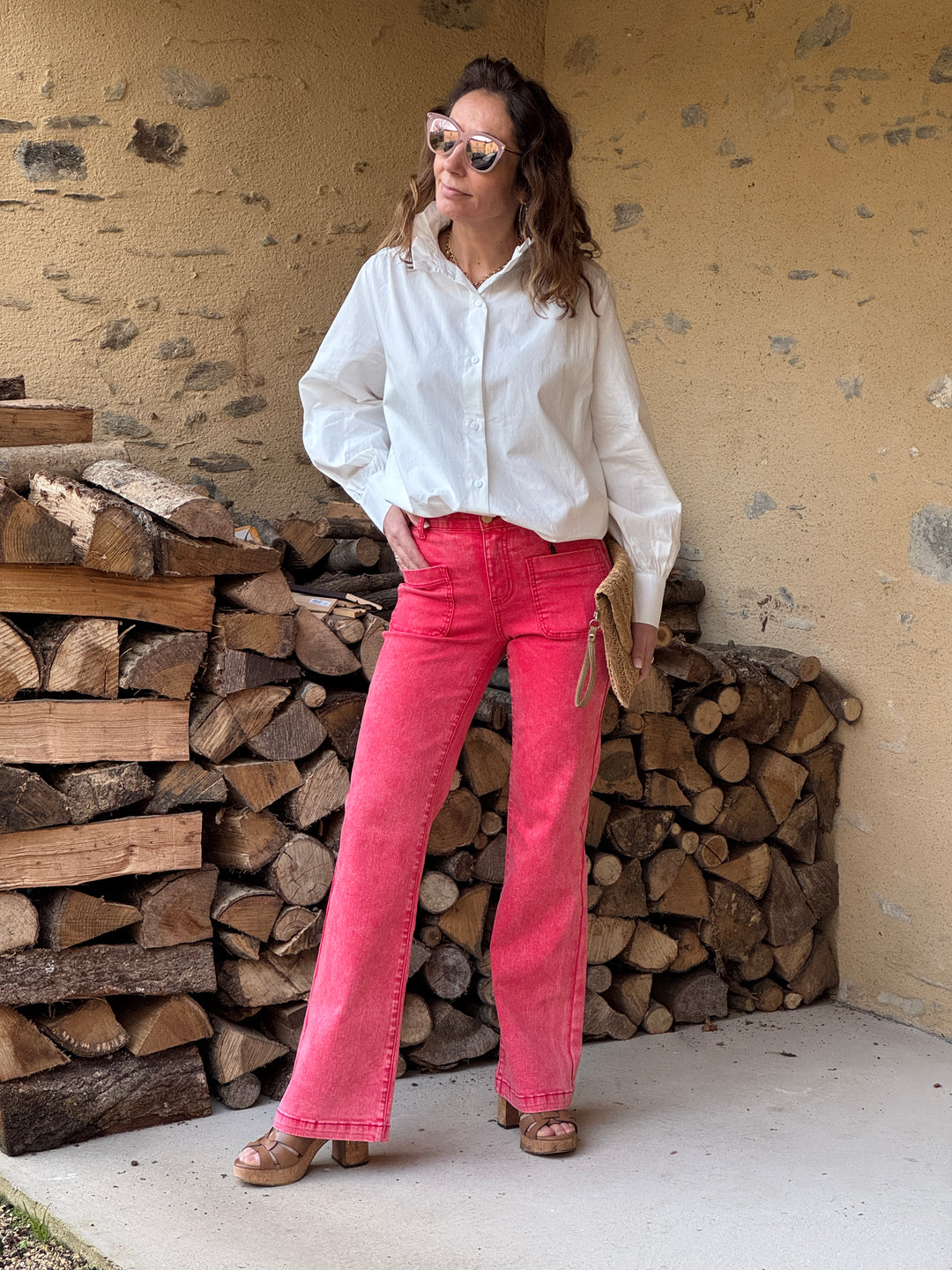 SONNY La Petite Étoile faded red flare jeans