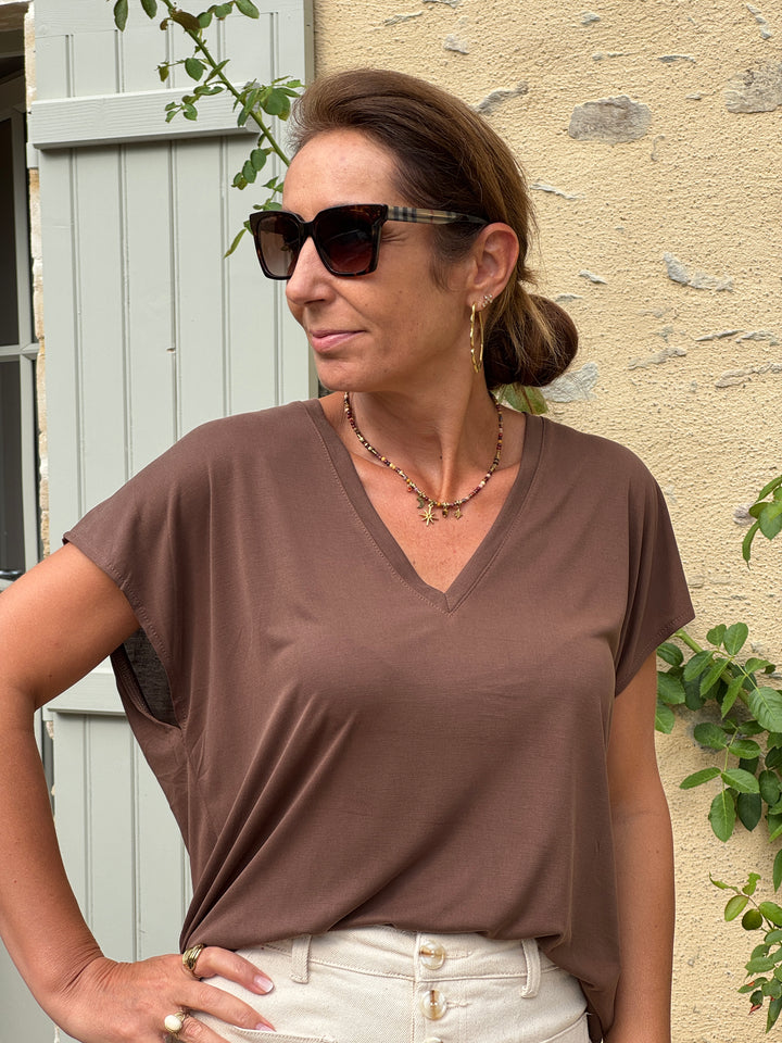 Tee-shirt MARCELINA marron La Petite Étoile