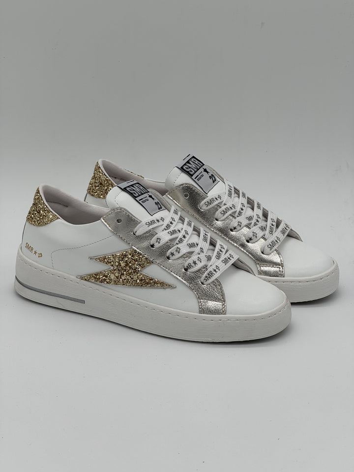 Basket blanc paillettes dorées MAYA C785 Semerdjian