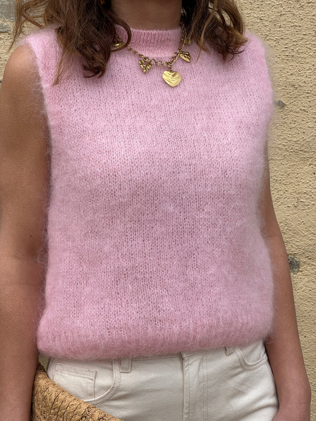 Rosa ärmelloser Rundhalspullover von INOA
