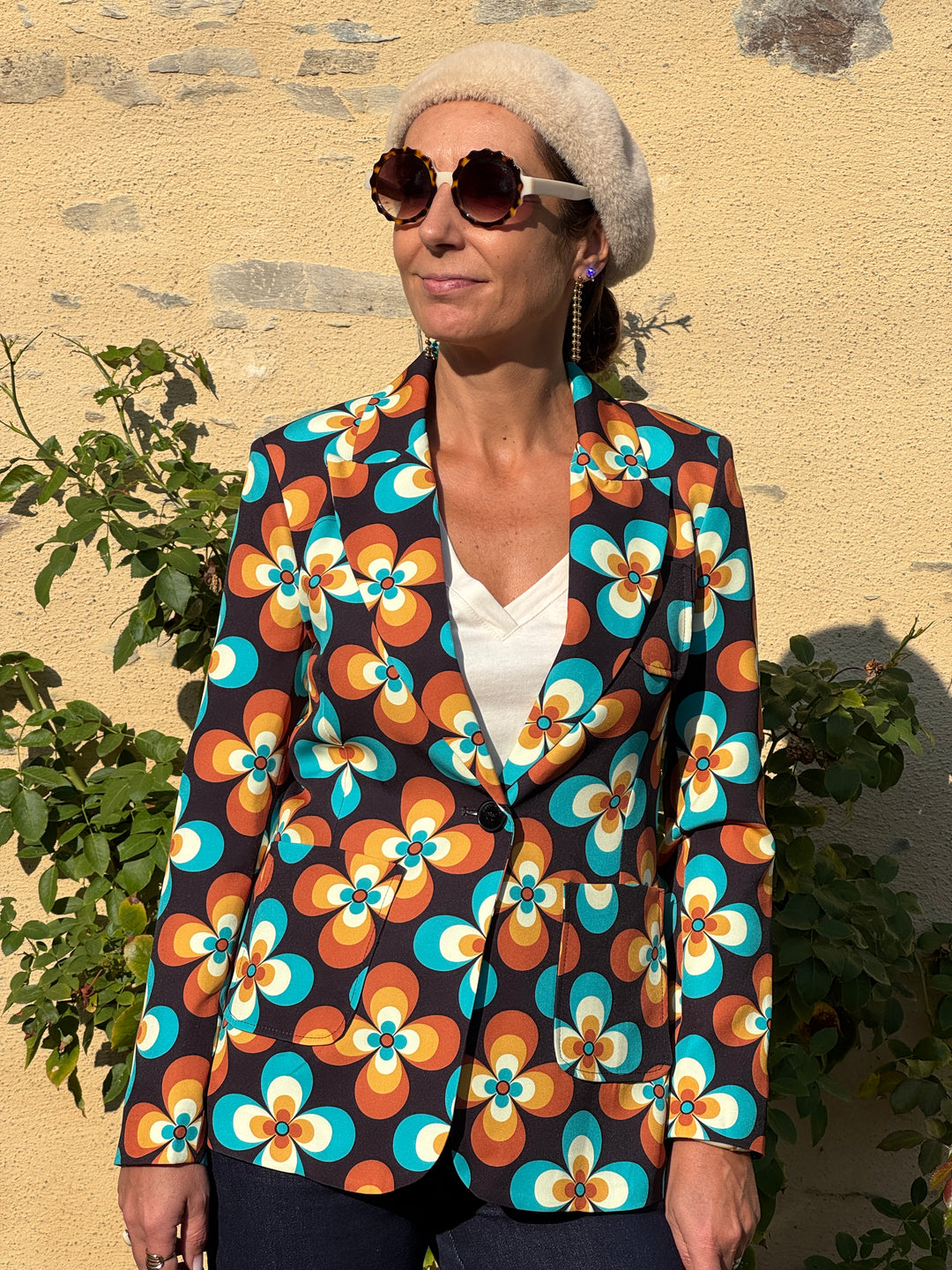 Veste camel turquoise Seventies n°16 Hippocampe