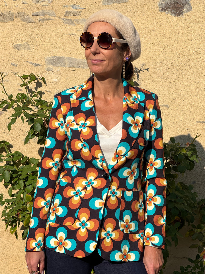 Veste camel turquoise Seventies n°16 Hippocampe