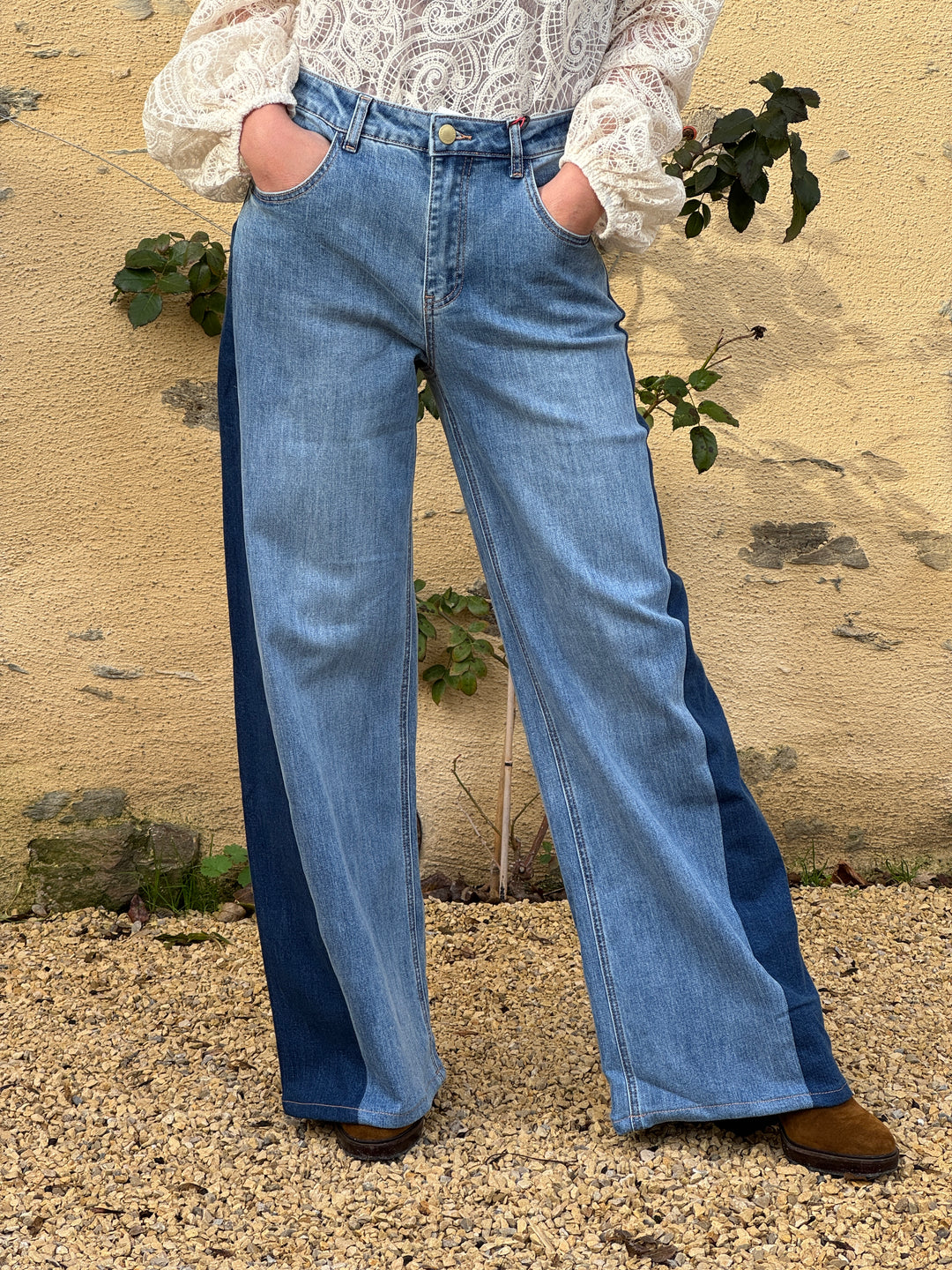 Jean stone empiècement brut PAIVA La Petite Étoile