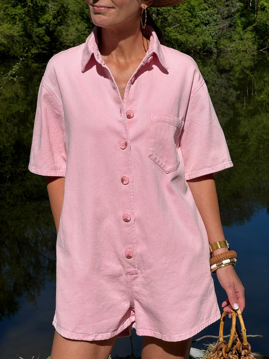 Combi-short rose jean MARLENE