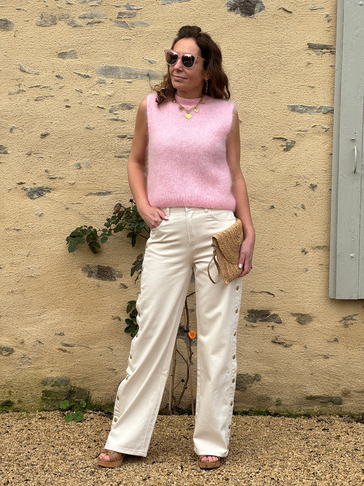 Rosa ärmelloser Rundhalspullover von INOA