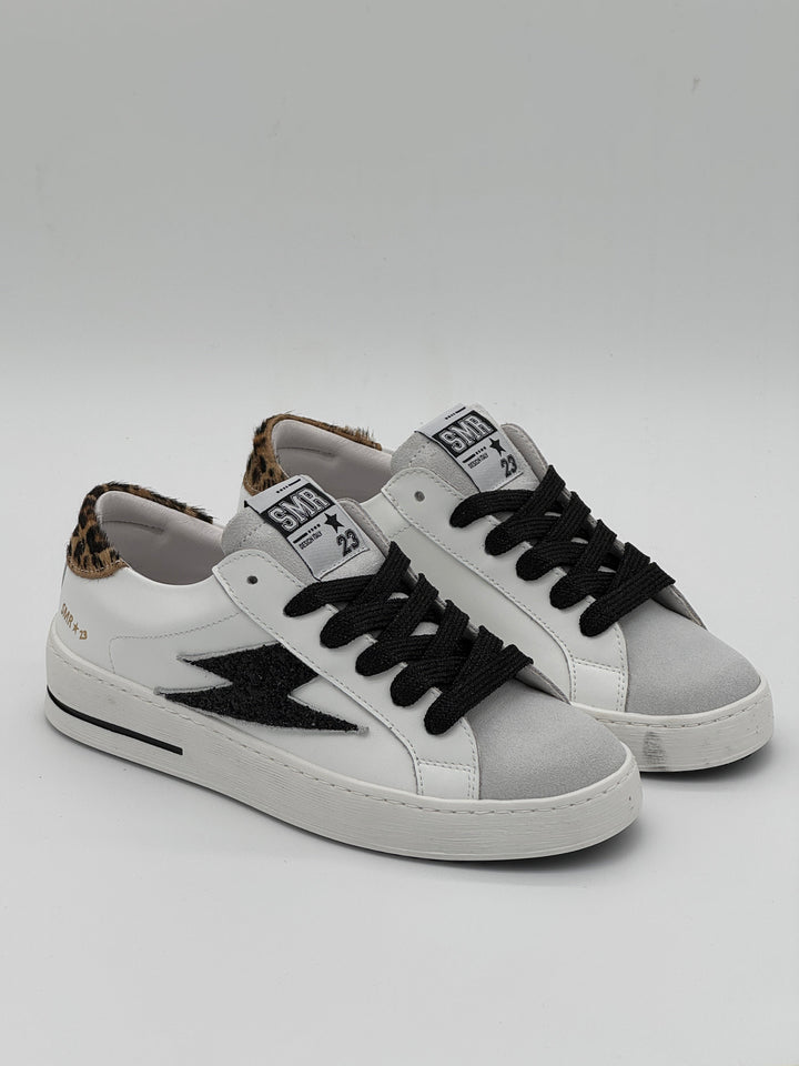 Basket blanc paillettes noires léopard MAYA E190 Semerdjian