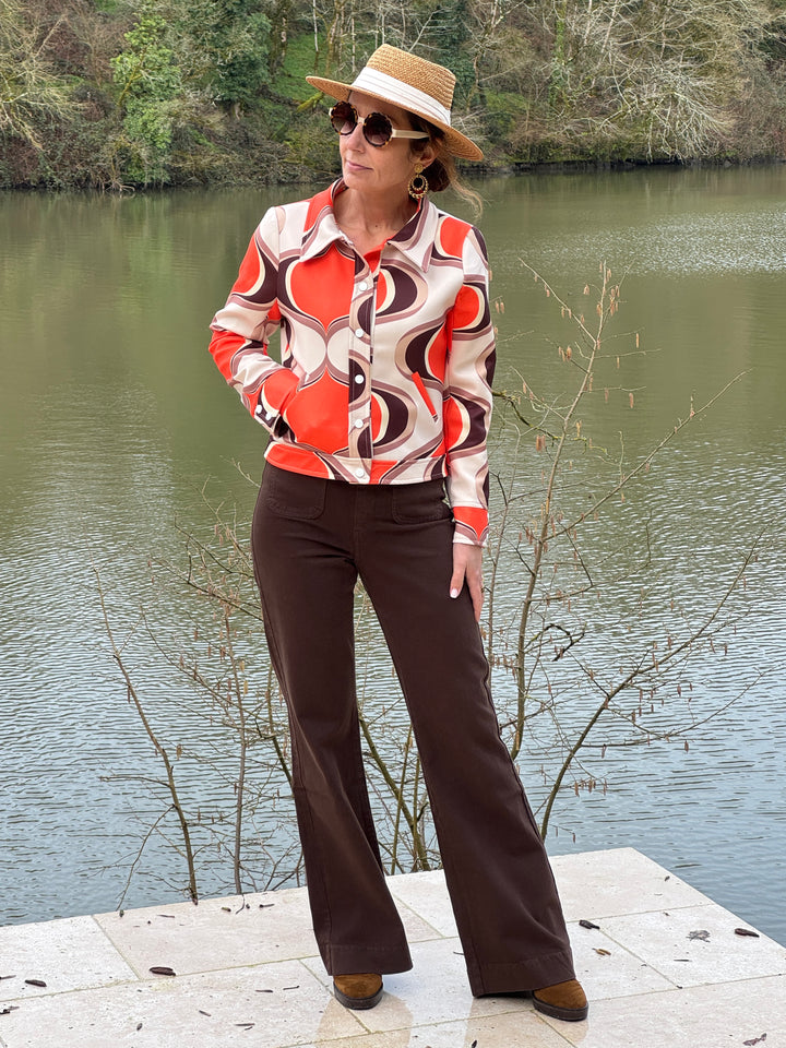 SEVENTIES Jacke Nr. 183 Orange und Braun Hippocampe