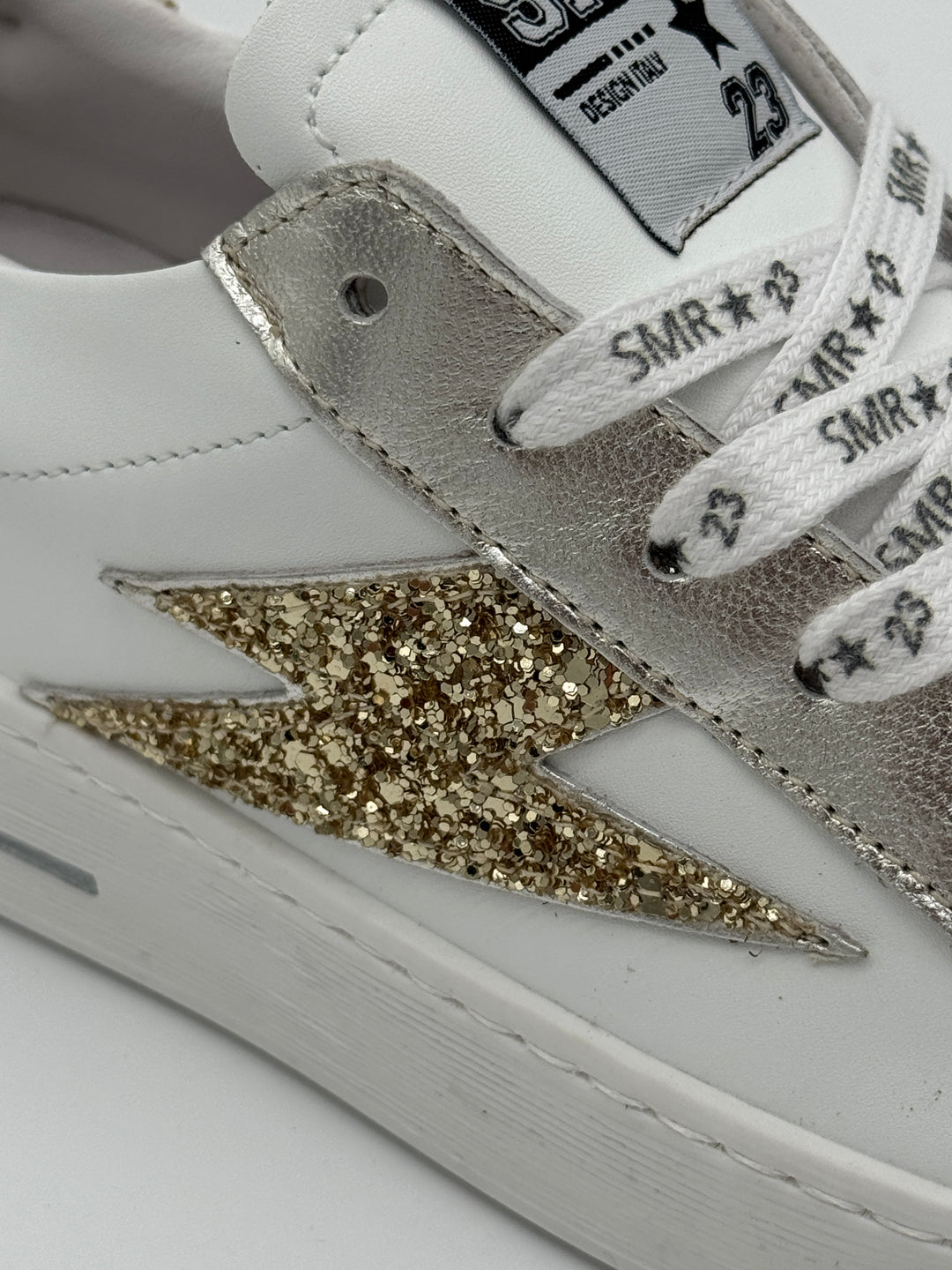 Basket blanc paillettes dorées MAYA C785 Semerdjian