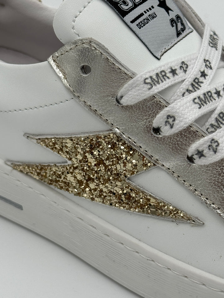 Basket blanc paillettes dorées MAYA C785 Semerdjian