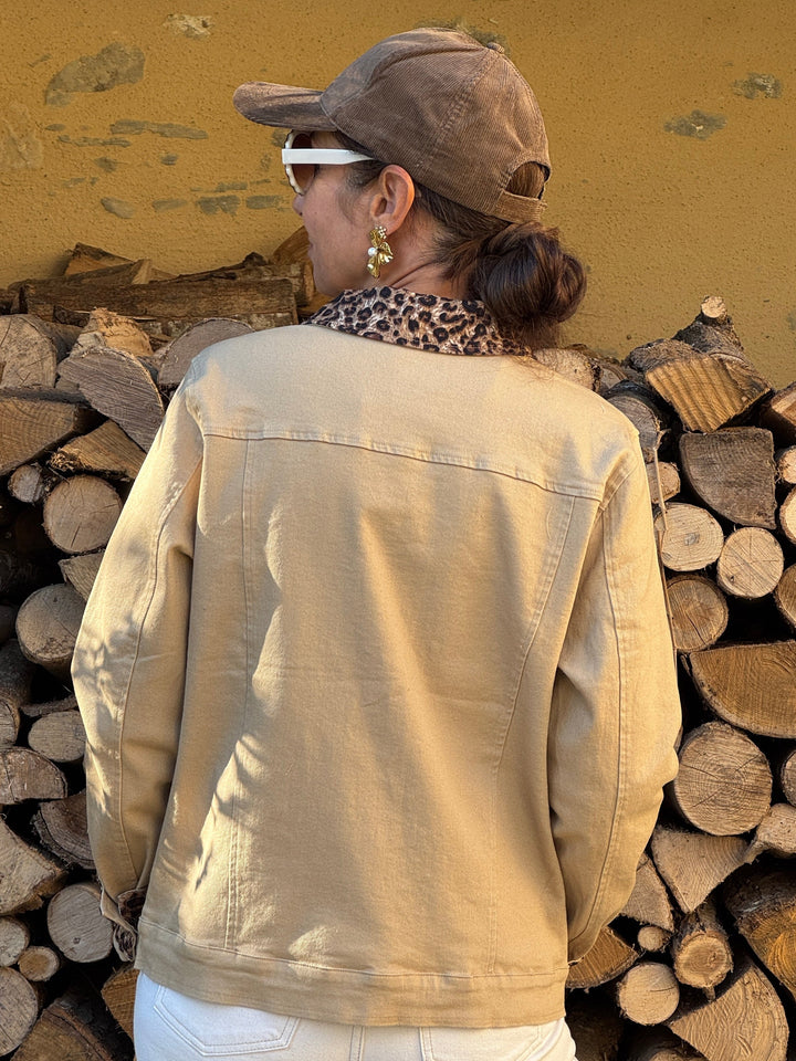 Veste camel léopard jean saharienne NOELA