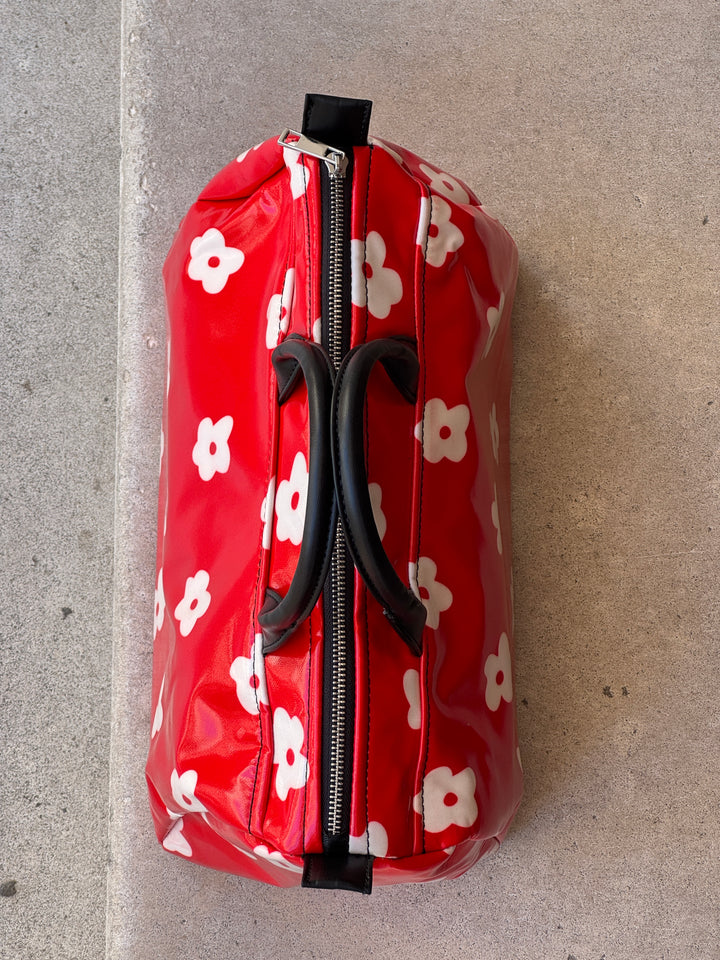 Sac rouge imprimé de fleurs blanches N°180 BOWLING Hippocampe